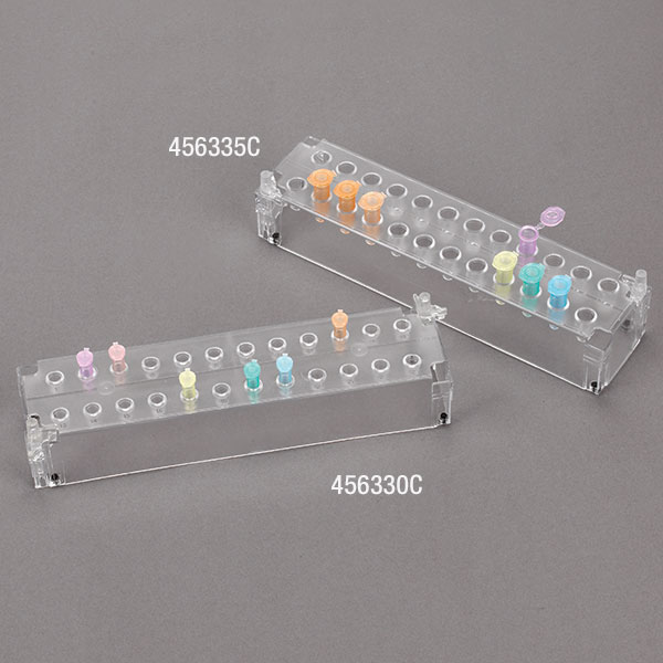 Globe Scientific Rack for 0.5mL Microcentrifuge Tubes, Stackable, Polycarbonate (PC), 24-Place, Blue Image
